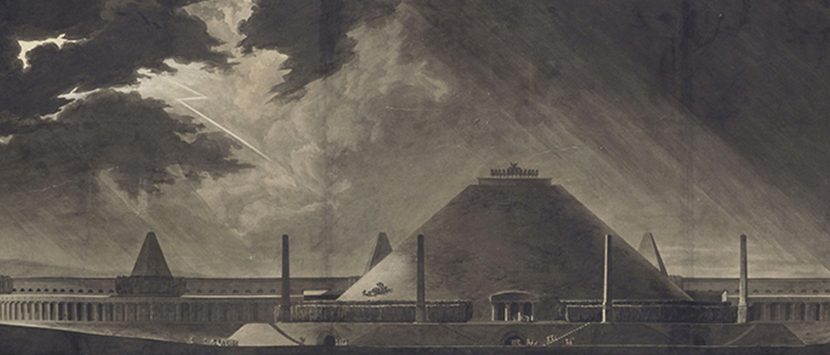 Pierre-François-Léonard Fontaine, Monument sépulcral, Élévation, 1780, Plume, encre noir et lavis d’encre de Chine, H.76,5 ; L. 27,5