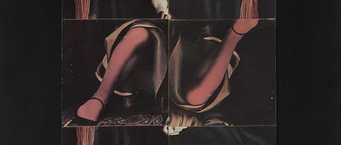 Cubomanie intitulée « Madone du Bourgmestre Meyer (d’après Holbein) », 1983, collage de photographies sur carton monté sur panneau de bois, 34,5 x 26 cm 