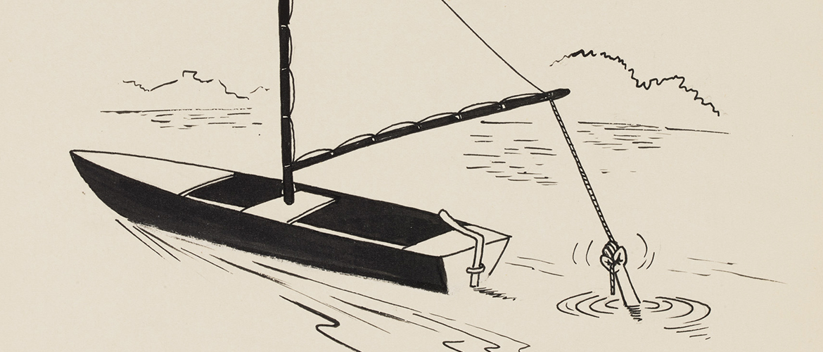 Capitaine à la dérive, feutre noir, 31 x 23,9 cm, EBA 11233